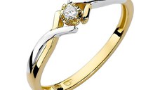 Inel colectia Luxury Aur Galben/Alb 14K cu Diamant 0.04ct