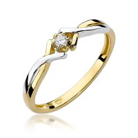 Inel colectia Luxury Aur Galben/Alb 14K cu Diamant 0.04ct - 1