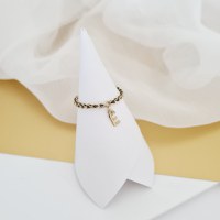 Inel cromatic cu initiala - Model cu lant impletit cu Zirconii - Argint 925 placat cu Aur Galben 18K - 1