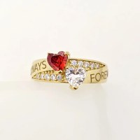 Inel Destine Unite - 2 nume si Cristale Zirconia - Argint 925 placat cu Aur 18K - 1