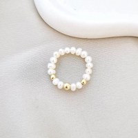 Inel din perle de cultura - Argint 925 placat cu Aur Galben 18K - 1