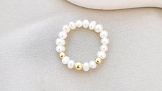 Inel din perle de cultura - Argint 925 placat cu Aur Galben 18K