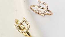 Inel Initiala D - Cristale Zirconia - Otel Inoxidabil 316L