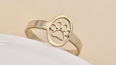 Inel oval Touch of Paw din Argint 925 cu placare de Aur Galben 18K