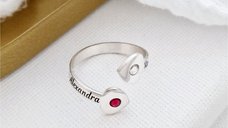 Inel personalizat 2 nume si 2 inimi - Argint 925 - cristale Swarovski
