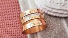 Inel personalizat - 3 nume - Argint 925 placat cu Aur roz 18k