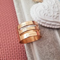 Inel personalizat - 3 nume - Argint 925 placat cu Aur roz 18k - 1