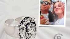 Inel personalizat cu fotografie - Amintire oval - Model fotogravura in relief - Argint 925