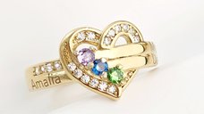 Inel Tre Amori - 3 nume si Cristale Zirconia - Argint 925 placat cu Aur Galben 18K