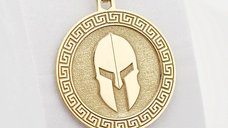 Lant barbatesc - Casca Spartan si Motive Grecesti - Argint 925 placat cu Aur 18K