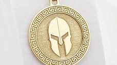 Lant barbatesc - Casca Spartan si Motive Grecesti - Argint 925 placat cu Aur 18K