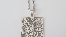 Lant barbatesc cu pandantiv patrat - personalizat cu QR code - Argint 925