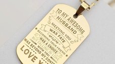 Lant barbatesc cu pandantiv personalizat - My Husband - Argint 925 placat cu Aur Galben 18K