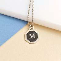 Lant barbatesc - Model octogon rotunjit - Initiala in relief - Argint 925 - 1