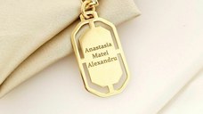 Lant barbatesc - Modern Army Tag - Personalizat nume - Argint 925 placat cu Aur Galben 18K