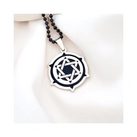 Lant barbatesc - Steaua lui David cu Email Negru - Argint 925 - lant ARMY negru - 1