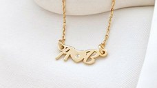 Lantisor - A noastra iubire - Inima cu Diamant natural si Initiale - Argint 925 placat cu Aur Galben 18K