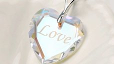Lantisor Aurore Boreale din Argint 925, cu pandantiv inima gravat si cristal Swarovski