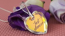 Lantisor Best Dancer cu inima gravata si cristal Swarovski Aurore Boreale