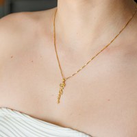 Lantisor Cheia Destinului - Nume pe verticala - Argint 925 placat cu Aur Galben 18K - 1