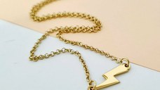 Lantisor choker - Pandantiv fulger - Argint 925 placat cu Aur Galben 18K