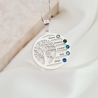 Lantisor Copacul Vietii ARMONIE - Personalizat cu 5 Nume si Cristale Swarovski - Argint 925 - 1