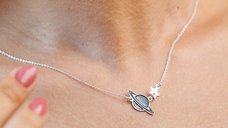 Lantisor cosmic - Pandantive Planeta Saturn si Stea - Argint 925