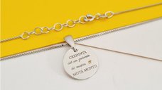Lantisor Credinta muta muntii - Bijuterie cu Har - Argint 925 Rodiat - Diamanat galben natural