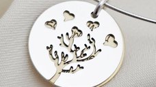 Lantisor cu doi banuti mati suprapusi - Amprenta iubirii - Argint 925 si Aur Galben 18K