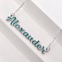 Lantisor cu nume si email turcoaz - Argint 925 - 1