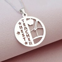 Lantisor cu pandantiv banut - Best teacher - Lant box - Argint 925 - 1