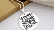Lantisor cu pandantiv banut - personalizat cu QR code - Argint 925