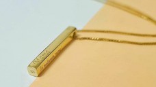 Lantisor cu pandantiv bara plina argint masiv personalizata - Argint 925 placat cu Aur galben 18k