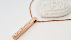 Lantisor cu pandantiv bara plina argint masiv personalizata - Argint 925 placat cu Aur roz 18k