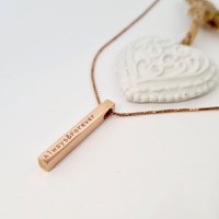 Lantisor cu pandantiv bara plina argint masiv personalizata - Argint 925 placat cu Aur roz 18k - 1