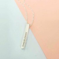 Lantisor cu pandantiv bara plina argint masiv personalizata - Argint 925 - 1