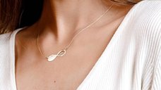 Lantisor cu Pandantiv Infinit Personalizat - Nume Decupat din Aur Galben 14K