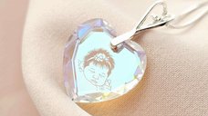 Lantisor cu pandantiv Inima din cristal Swarovski cu fotogravura - Argint 925