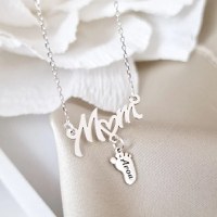 Lantisor cu pandantiv Mom si 1 piciorus - Argint - 1