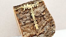 Lantisor cu pandantiv Mom si 2 siluete copii - Argint 925 placat cu Aur Galben 18K