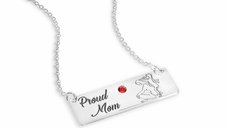 Lantisor cu pandantiv personalizat - Proud Mom - Argint 925 si Cristal Swarovski