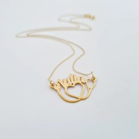 Lantisor cu pandantiv personalizat - Stetoscop si nume decupate - Aur Galben 14K - 1