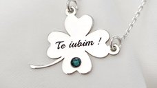 Lantisor cu pandantiv Trifoi cu 4 foi din Argint 925 si Cristal Swarovski