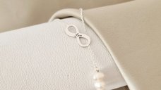 Lantisor cu Perle - Eternitate cursiva - Model lariat cu infinit - Argint 925