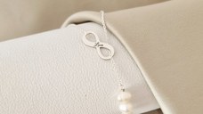 Lantisor cu Perle - Eternitate cursiva - Model lariat cu infinit - Argint 925