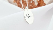 Lantisor cu picatura de Perla - Model pandantiv oval MOM -Argint 925