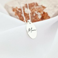 Lantisor cu picatura de Perla - Model pandantiv oval MOM -Argint 925 - 1