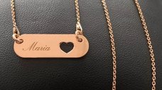 Lantisor cu placuta personalizata prin gravura, Argint 925 placat cu Aur Roz 18K