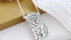 Lantisor din argint 925 cu pandantiv Shar Pei, 25 x 20 mm