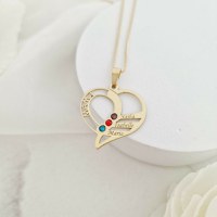 Lantisor Dragii MAMEI - 3 nume si cristale Swarovski - Argint 925 placat cu Aur Galben 18K - 1
